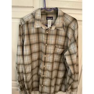 Patagonia Mens Gone Again Button Down Shirt Sz L Plaid Organic Cotton